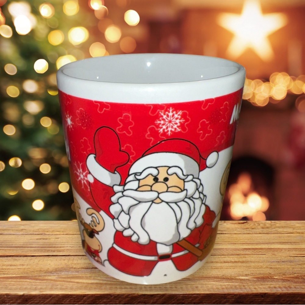 Vintage Kmart Santa Reindeers Coffee Mug Christmas coffee cup